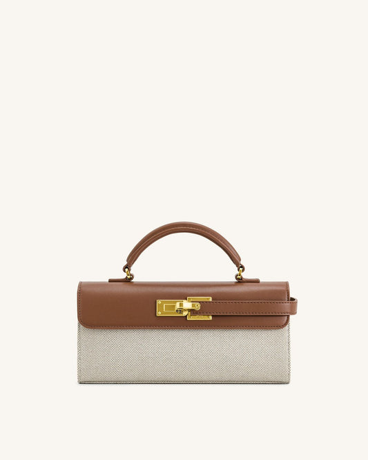 JW PEI Keyla Top Handle Bag – Vegan Leather | Premium Quality (Off White Brown)