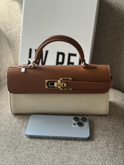 JW PEI Keyla Top Handle Bag – Vegan Leather | Premium Quality (Off White Brown)