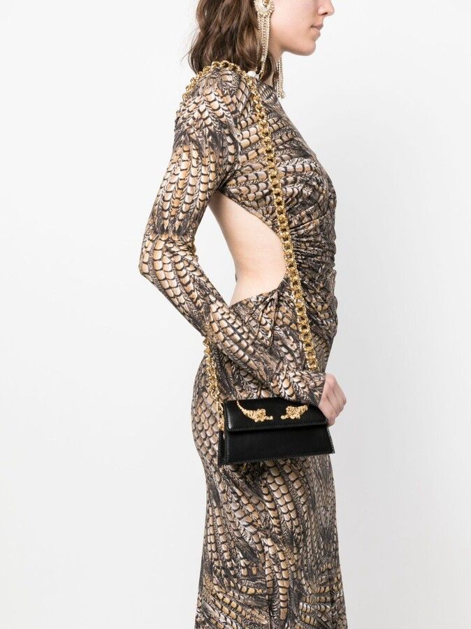 ROBERTO CAVALLI – SIGNATURE LEATHER HANDBAG (Black & Golden)