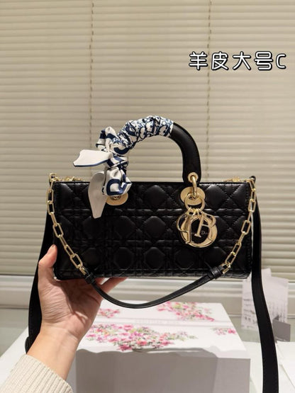 DIOR Medium Lady D-Joy Bag Black Cannage Lambskin – Luxury Women Bag (Black)