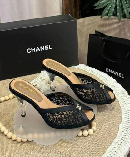 C-H-A-N-E-L MASTER QUALITY HEELS – Women Heels (Black Beige)