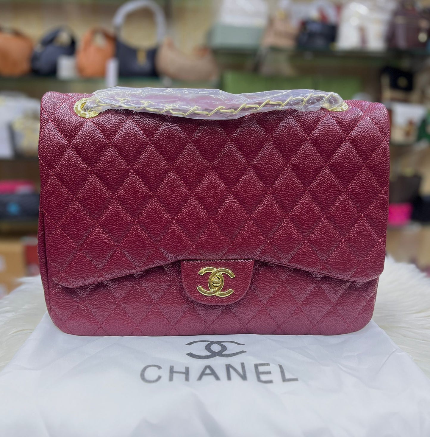 C-H-A-N-E-L JUMBO CLASSIC DOUBLE FLAP – Women Bag (Maroon)