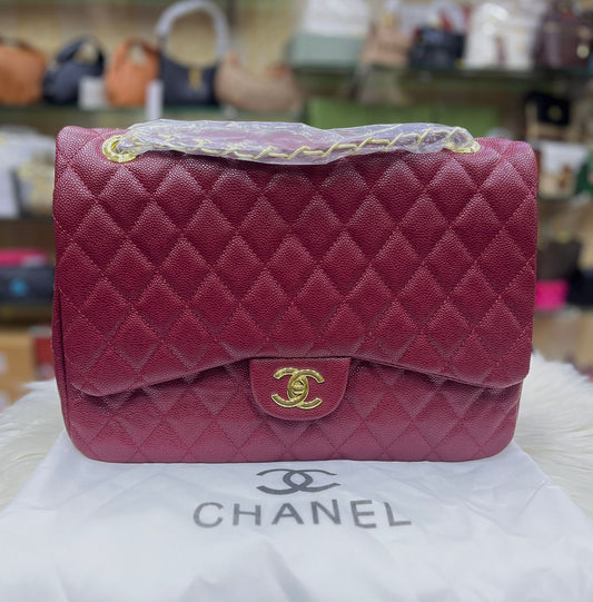 C-H-A-N-E-L JUMBO CLASSIC DOUBLE FLAP – Women Bag (Maroon)