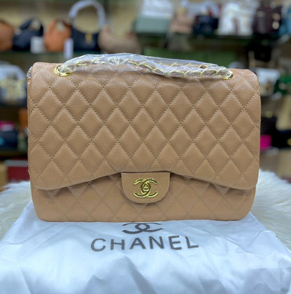C-H-A-N-E-L JUMBO CLASSIC DOUBLE FLAP – Women Bag (Beige)