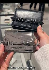 CHARLES & KEITH SLOANE METALLIC CHAIN-HANDLE WALLET – Women Bag (Black)