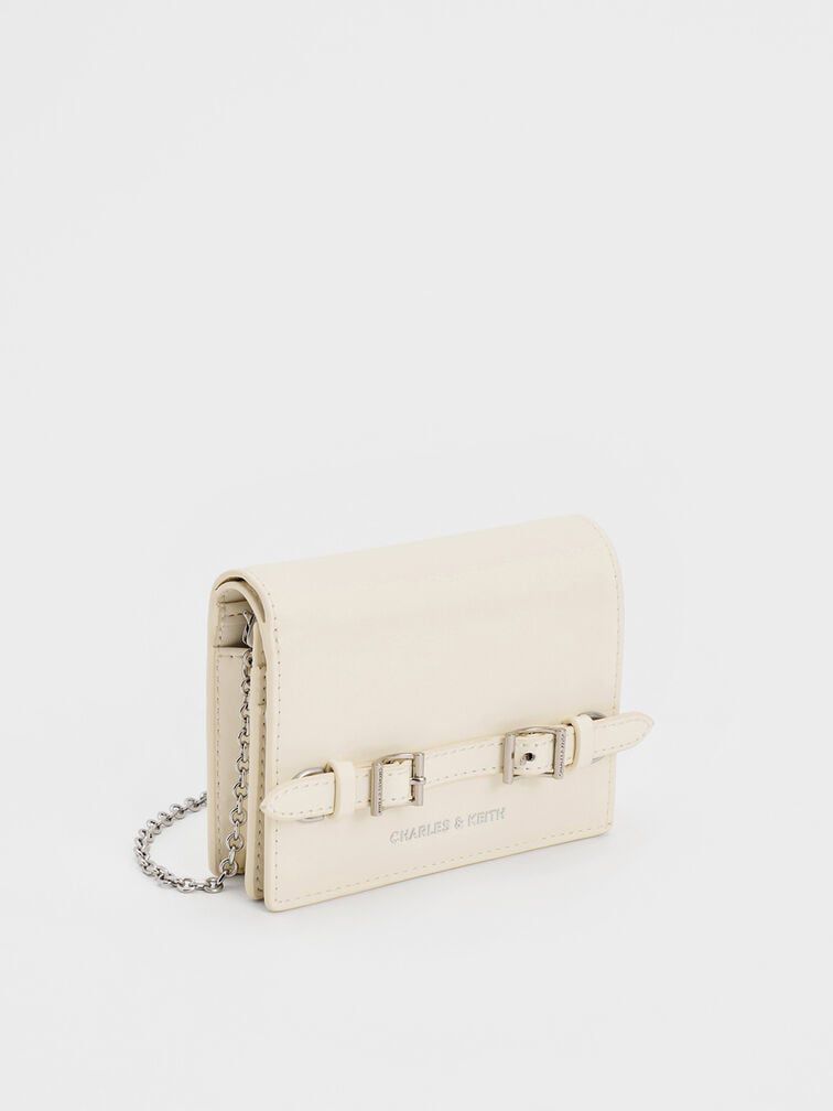 CHARLES & KEITH SLOANE METALLIC CHAIN-HANDLE WALLET – Women Bag (Pearl White)