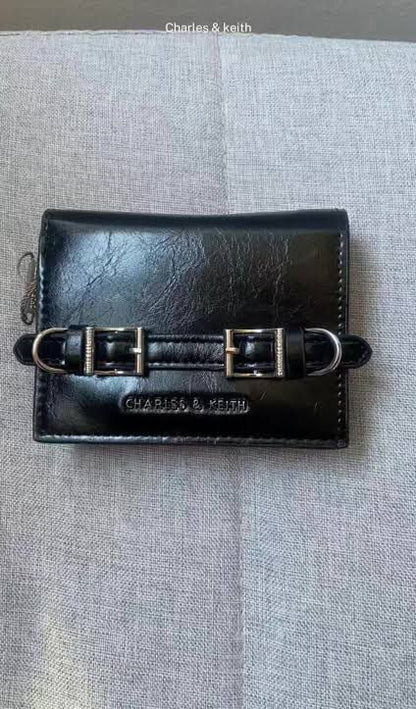 CHARLES & KEITH SLOANE METALLIC CHAIN-HANDLE WALLET – Women Bag (Black)