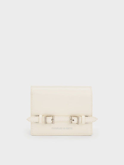 CHARLES & KEITH SLOANE METALLIC CHAIN-HANDLE WALLET – Women Bag (Pearl White)