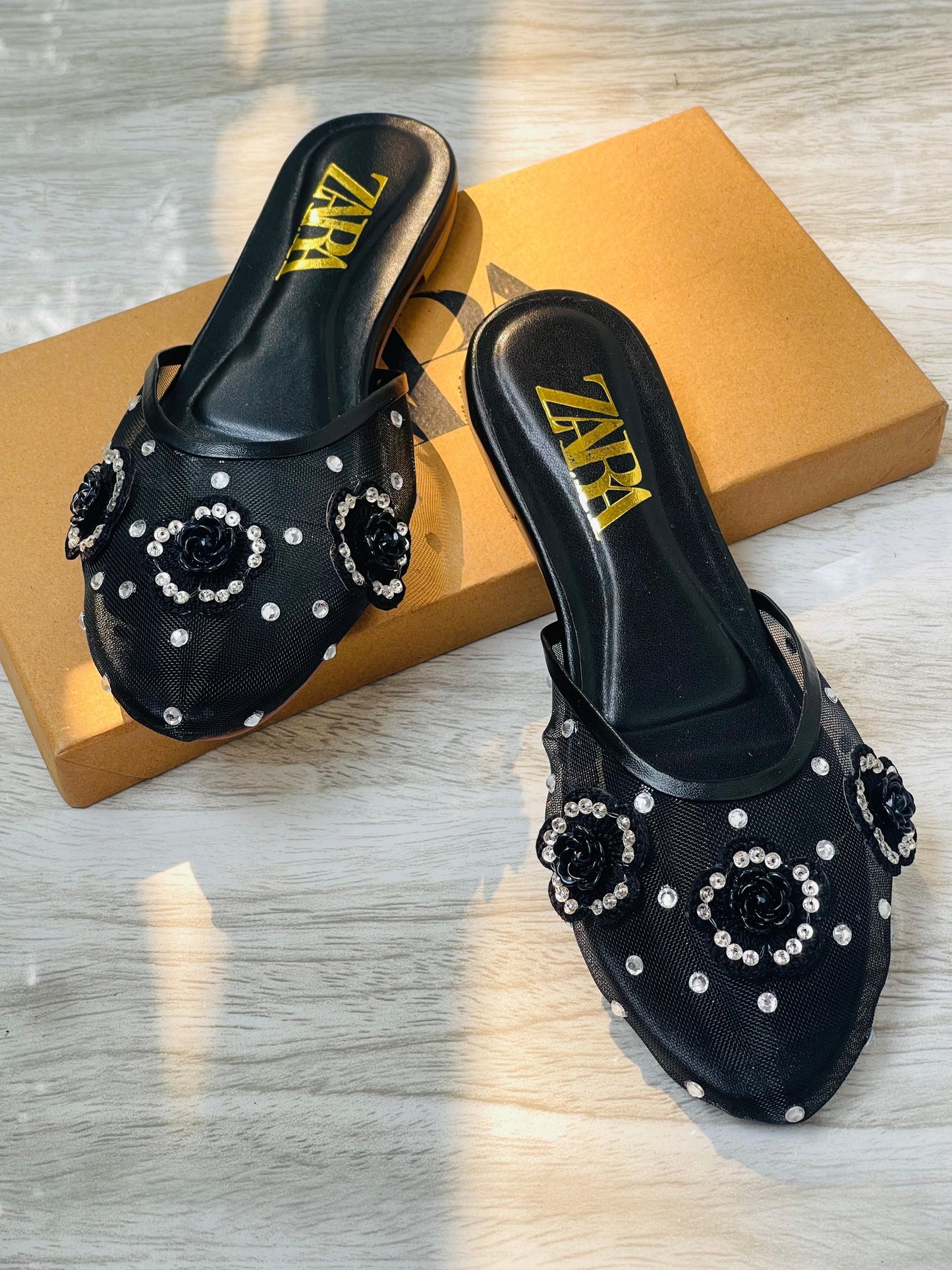 ZARA EMBROIDERED HALF PUMPS – NEW ARRIVAL (Black)