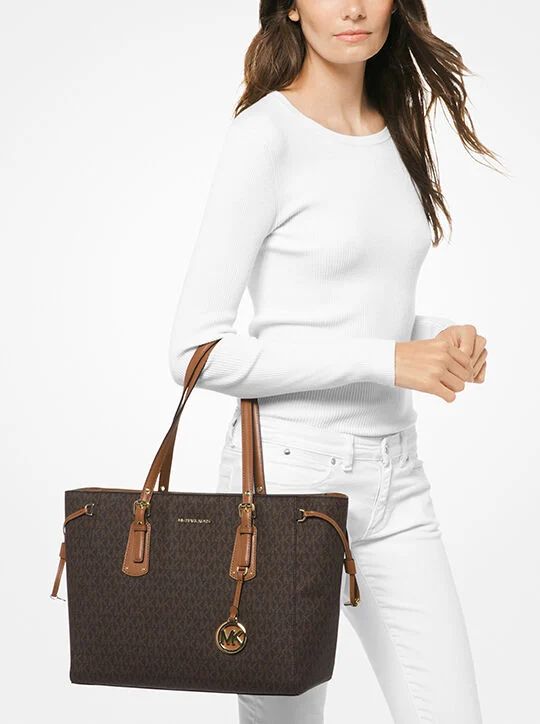 MICHAEL KORS VOYAGER MEDIUM LOGO TOTE – Women Bag (Brown)