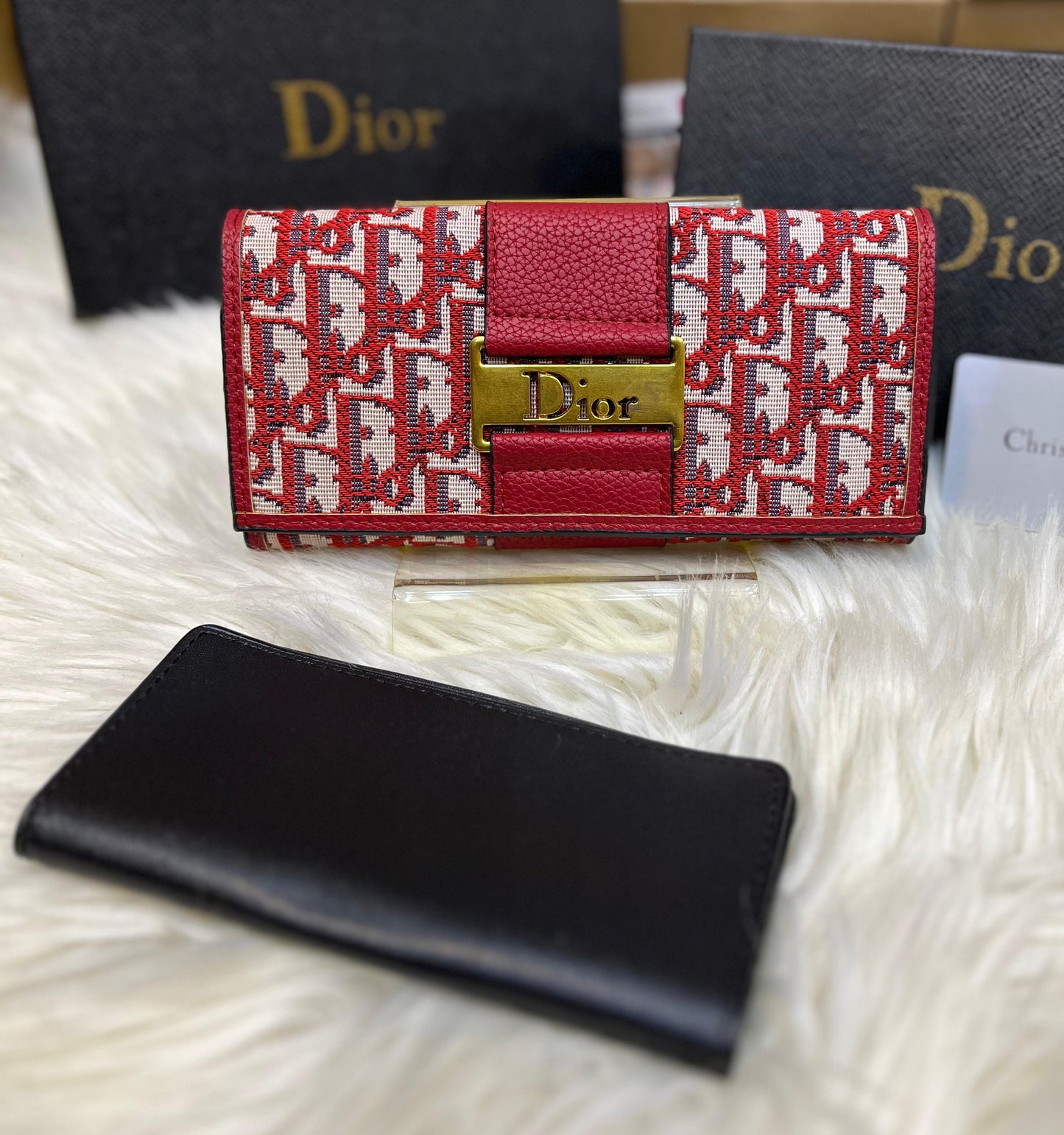 D-I-O-R FOLDER WALLET WITH CARD HOLDER – PREMIUM QUALITY (Red)