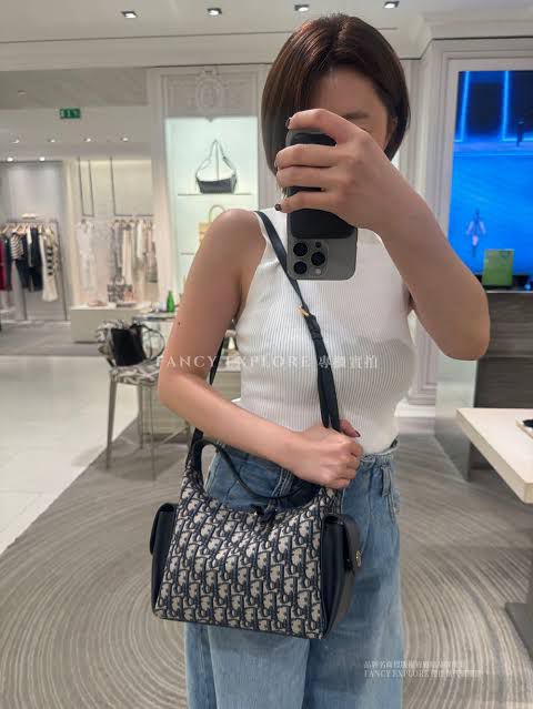 D-I-O-R MEDIUM D-DREAM OBLIQUE JACQUARD – Women Bag (Blue)