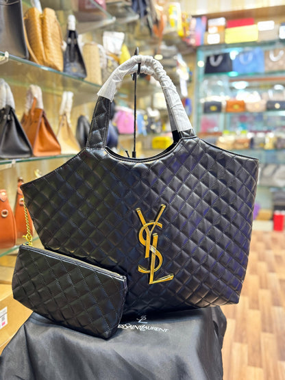 Y-S-L Saint Laurent ICare Quilted Lambskin Women Bag – Black With Dust Bag