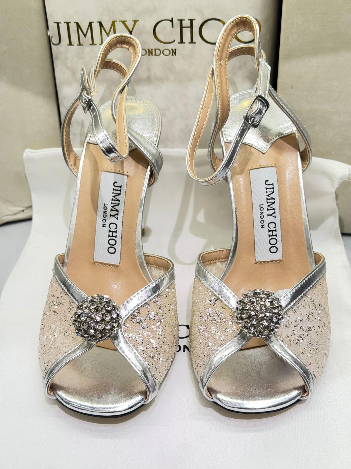 J-I-M-M-Y C-H-O-O Sacora Pearl-Embellished Heel Pumps (Silver Beige)