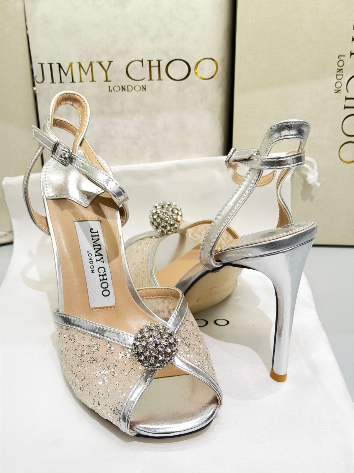 J-I-M-M-Y C-H-O-O Sacora Pearl-Embellished Heel Pumps (Silver Beige)