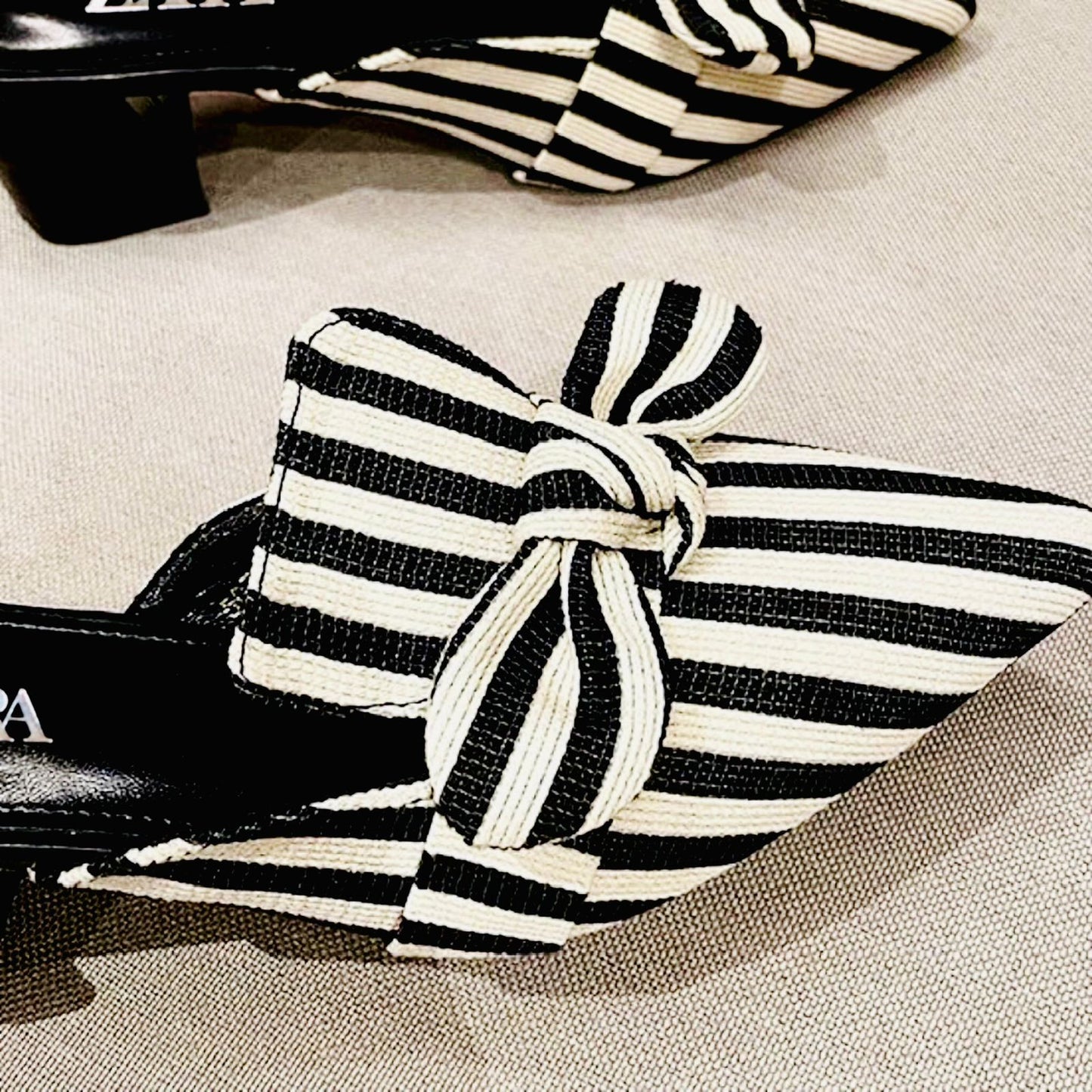 Z-A-R-A Re-Stock Strips Block Heel – Premium Women Heels | Official Model (Black & White)