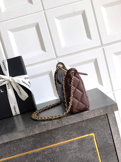 C-H-A-N-E-L 25A Double Chain Bag – Caviar Leather Women Shoulder Bag with GHW (Maroon)