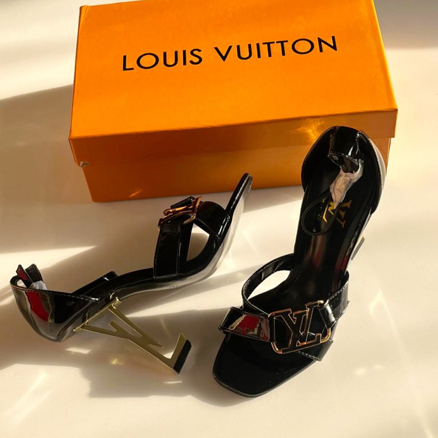 L-O-U-I-S V-U-I-T-T-O-N Premium Quality Heels – Elegant Women Heels (Black)
