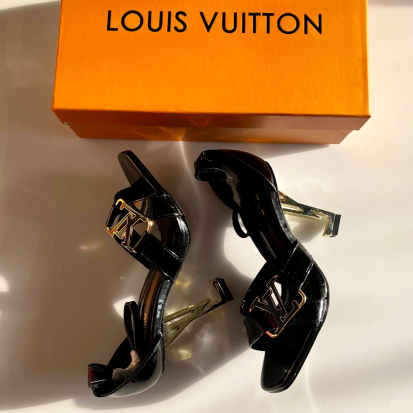 L-O-U-I-S V-U-I-T-T-O-N Premium Quality Heels – Elegant Women Heels (Black)