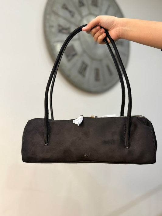 J-W P-E-I Nova Shoulder Bag – Premium Faux Suede Women Shoulder Bag (Black/Grey)
