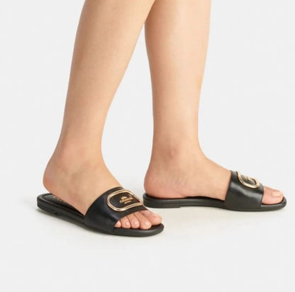 C-O-A-C-H Flat Slides – Premium Women Slides | Everyday Comfort (Black)