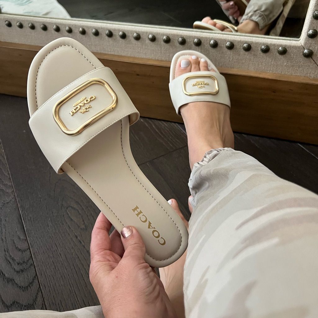 C-O-A-C-H Flat Slides – Premium Women Slides | Everyday Comfort (Cream Beige)