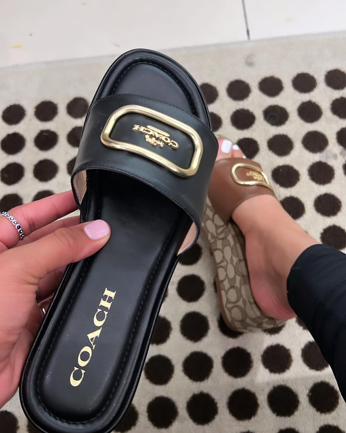 C-O-A-C-H Flat Slides – Premium Women Slides | Everyday Comfort (Black)