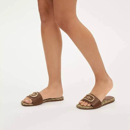 C-O-A-C-H Flat Slides – Premium Women Slides | Everyday Comfort (Brown)