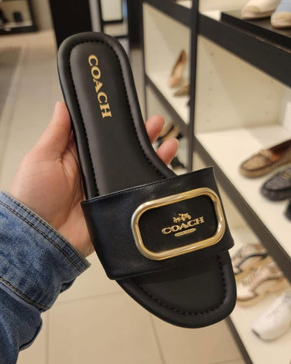 C-O-A-C-H Flat Slides – Premium Women Slides | Everyday Comfort (Black)