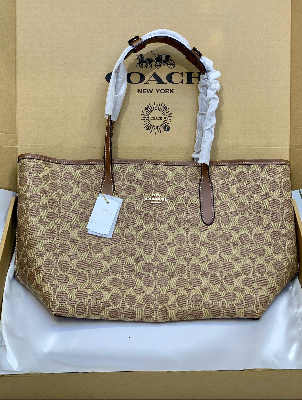 C-O-A-C-H City Tote Bag – New Design Premium Women Tote Bag | Official Model (Brown)