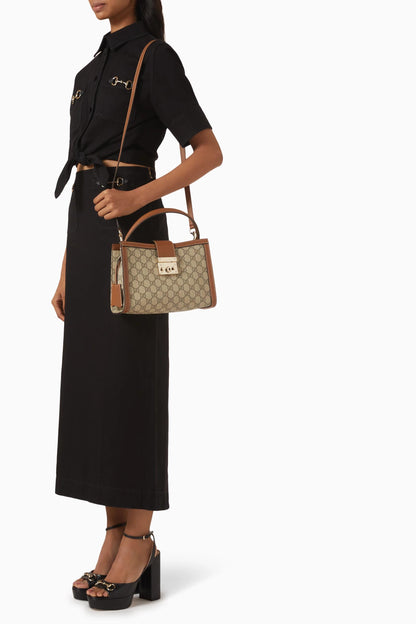 G-U-C-C-I Padlock Medium Top Handle – Women Bag (Brown-2)