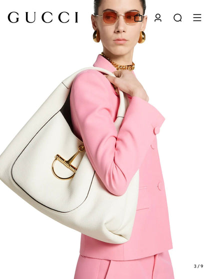 G-U-C-C-I Softbit Maxi Shoulder – Women Bag (White)
