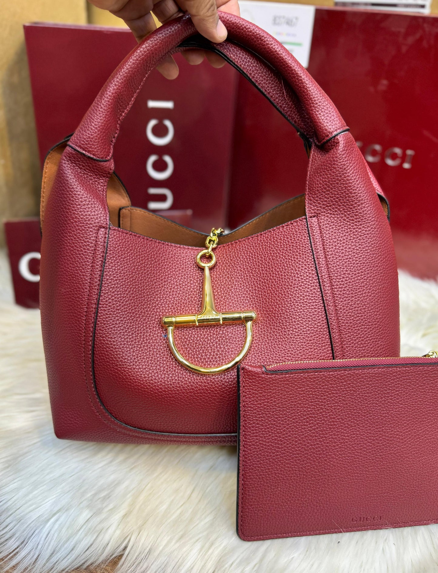 G-U-C-C-I Softbit Maxi Shoulder – Women Bag (Red/Maroon)