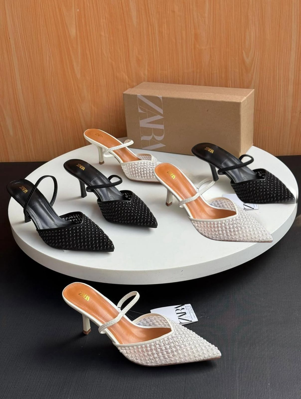 Z-A-R-A Pearl Heels – Official Model Women Footwear (White)