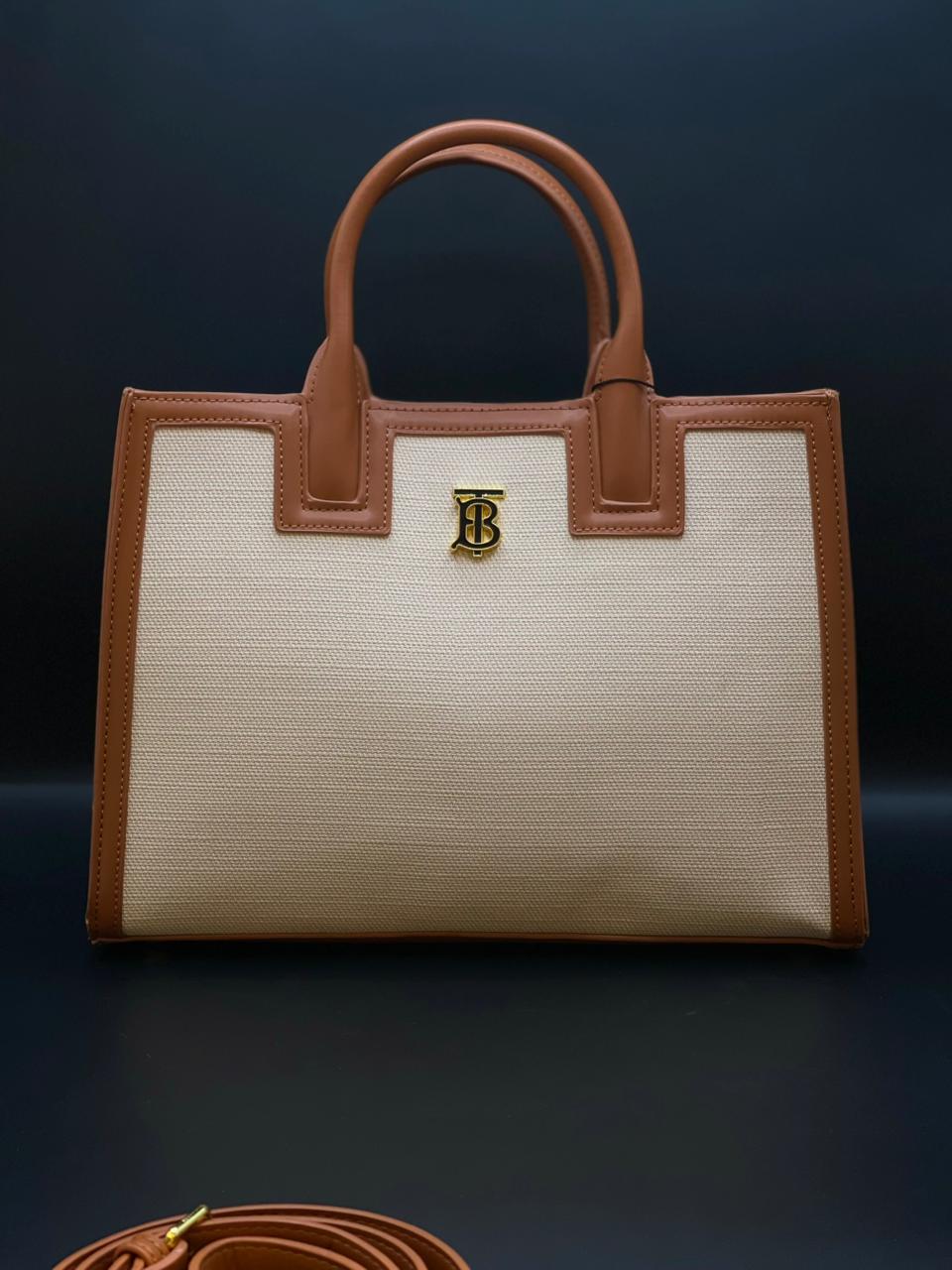 B-U-R-B-E-R-R-Y Hand Bag – Premium Women Bag (Brown/Beige)