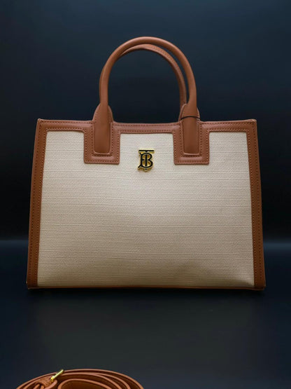B-U-R-B-E-R-R-Y Hand Bag – Premium Women Bag (Brown/Beige)