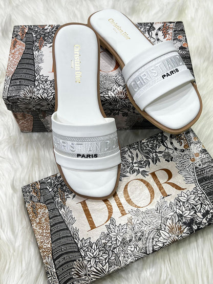 D-I-O-R Flats – Easy & Comfortable Women Footwear | White