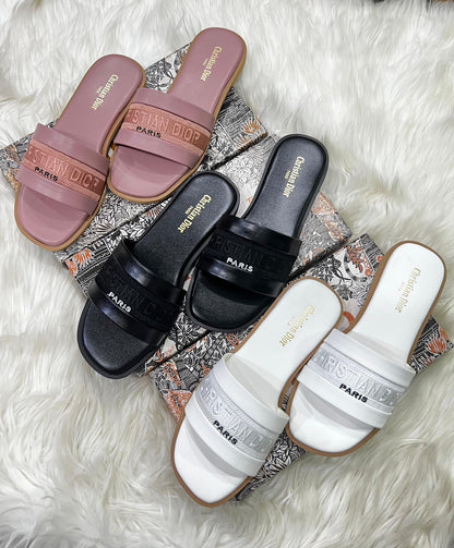 D-I-O-R Flats – Easy & Comfortable Women Footwear | White