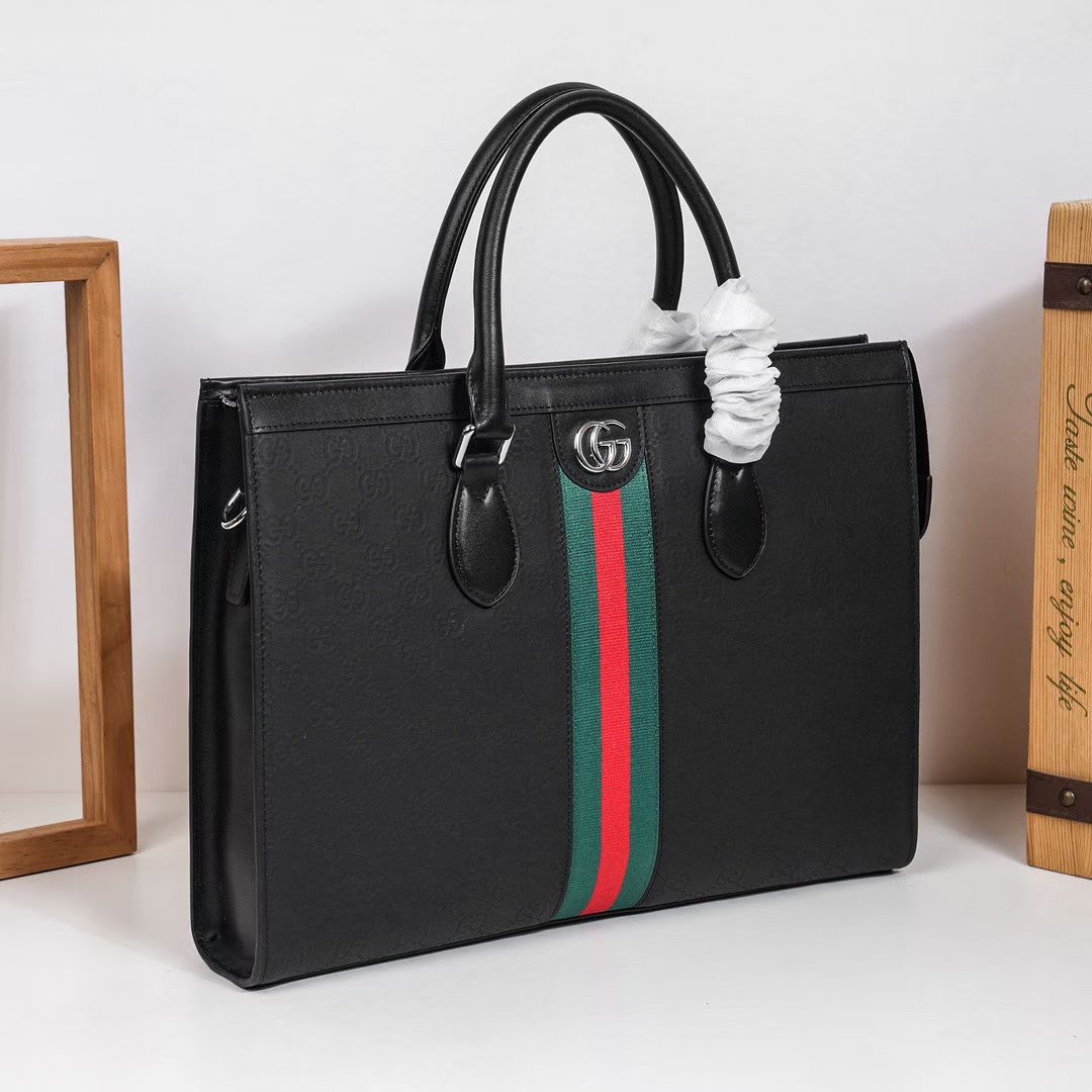 G-U-C-C-I Luxury Signature Large Women Bag | Super Premium Edition (Black-1)