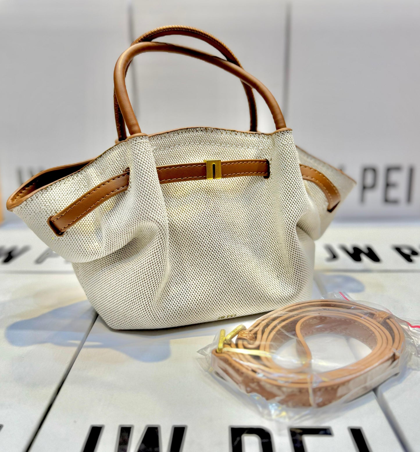 J-W P-E-I Premium Mini Women Bag – Maroon | With Brand Tag & Dust Bag (White/Brown)