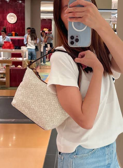 L-O-E-W-E Cubi Anagram Crossbody – Premium Women Bag (Brown/White)