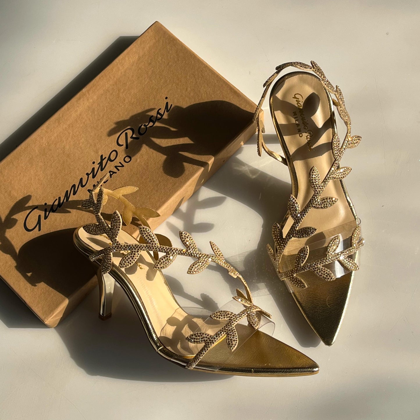 G-I-A-N-V-I-T-O R-O-S-S-I Pointed Heels – Elegant Women Footwear | 3 Inch Heel (Gold)