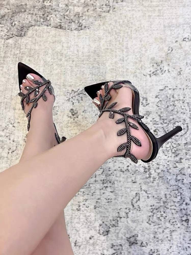 G-I-A-N-V-I-T-O R-O-S-S-I Pointed Heels – Elegant Women Footwear | 3 Inch Heel (Black)