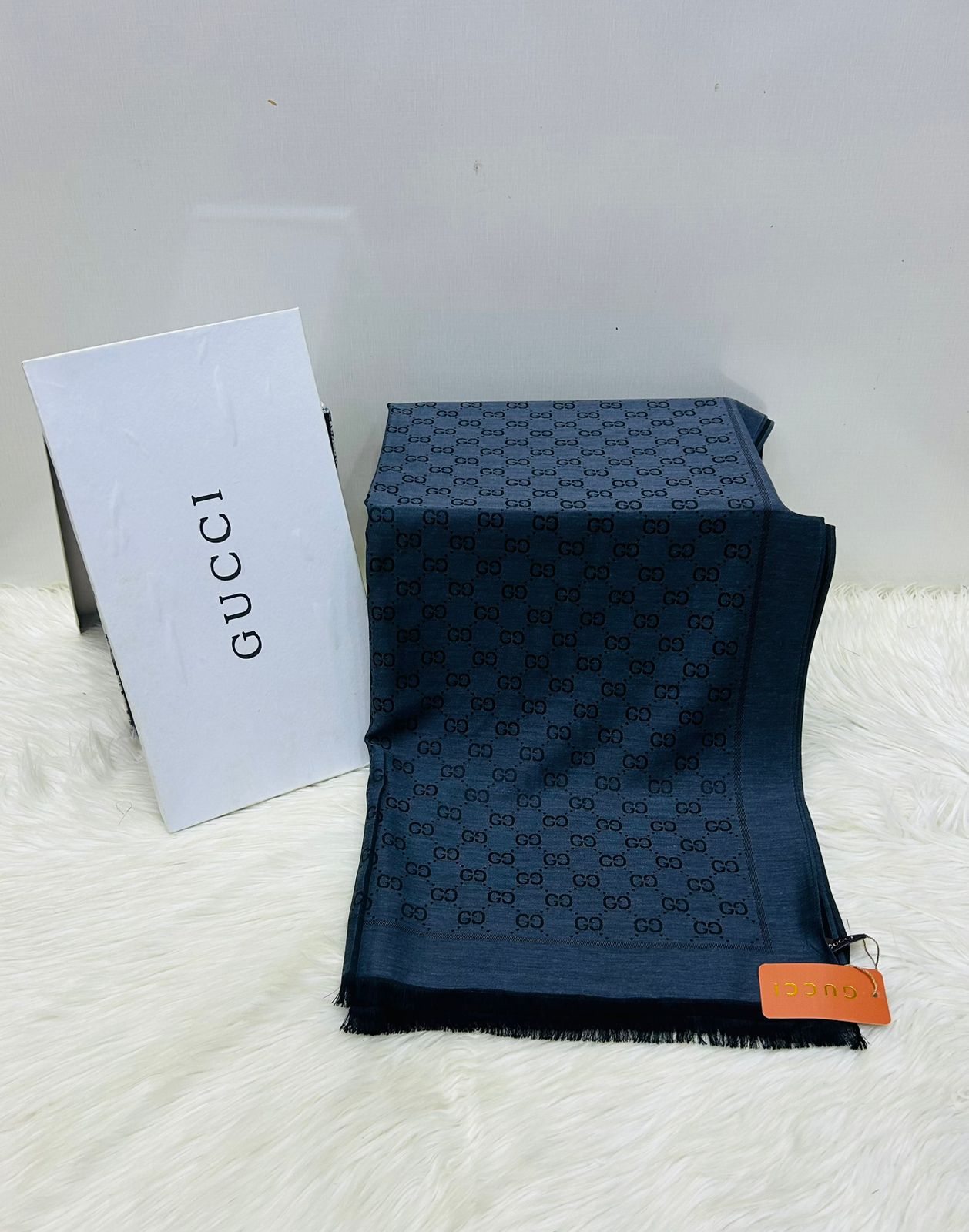 G-U-C-C-I Inspired Branded Scarf – Pashmina Edition | Luxury Collection (Blue-2)