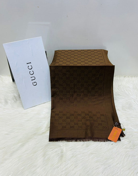 G-U-C-C-I Inspired Branded Scarf – Pashmina Edition | Luxury Collection (Brown-1)