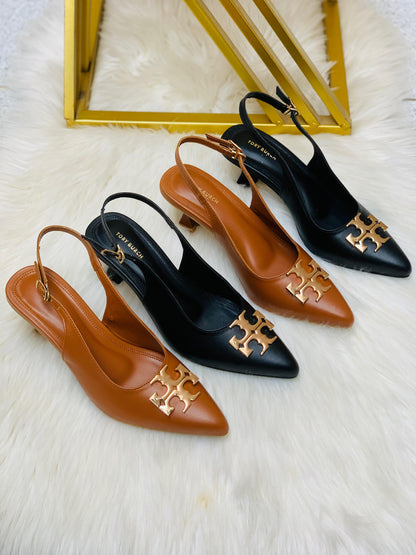 T-O-R-Y B-U-R-C-H Inspired Slingback Heel – Elegant Women Footwear (Black)