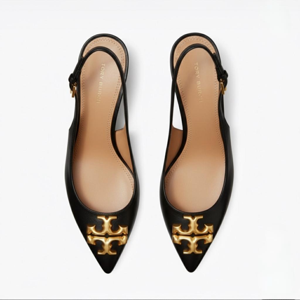 T-O-R-Y B-U-R-C-H Inspired Slingback Heel – Elegant Women Footwear (Black)
