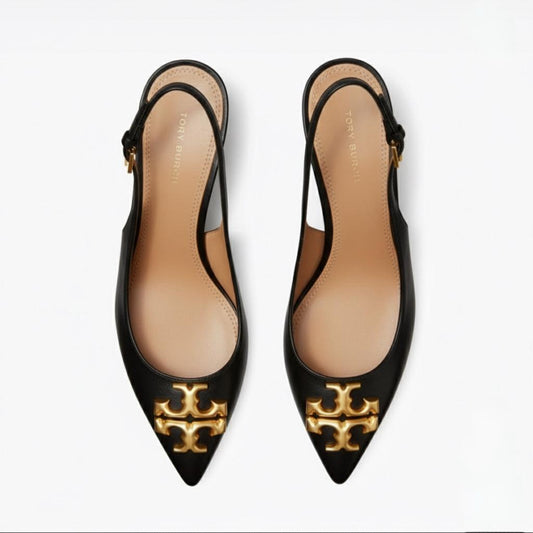 T-O-R-Y B-U-R-C-H Inspired Slingback Heel – Elegant Women Footwear (Black)