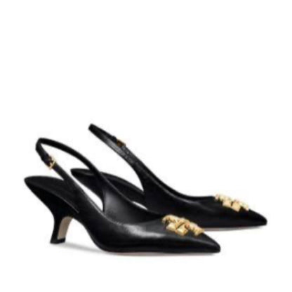 T-O-R-Y B-U-R-C-H Inspired Slingback Heel – Elegant Women Footwear (Black)