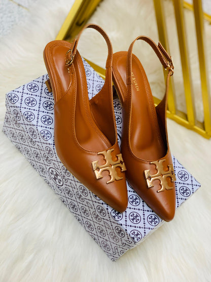 T-O-R-Y B-U-R-C-H Inspired Slingback Heel – Elegant Women Footwear (Brown)